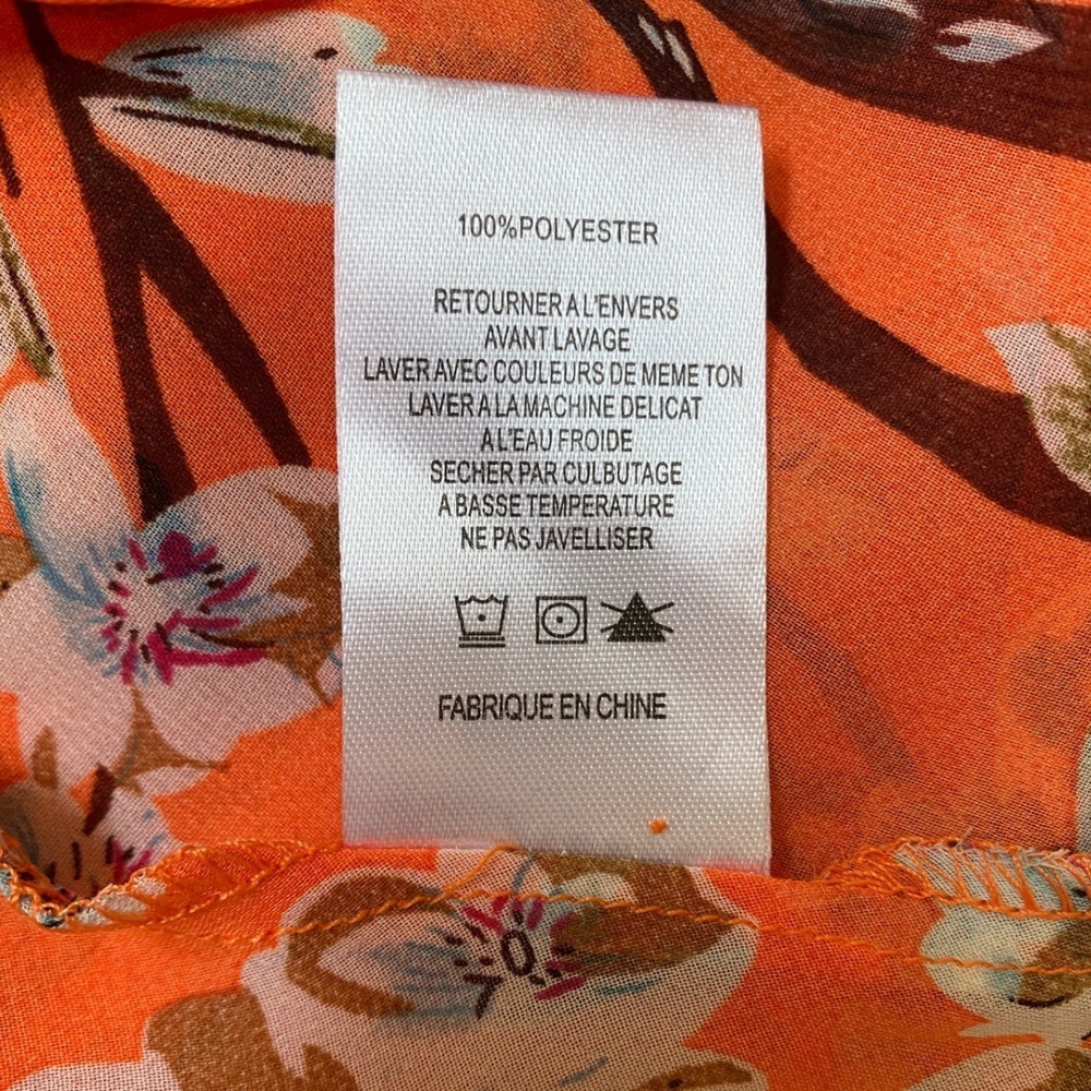 Miss Me Orange Floral Choker Neck Open Back Crisscross Blouse MDT1017T L - Picture 10 of 14